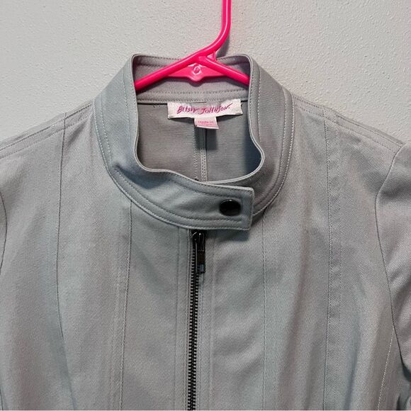 Betsey Johnson Gray Cotton Moto Jacket Size 2 - Picture 3 of 8